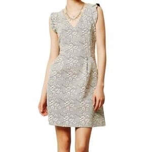 Tabitha Womens White And Black Jacquard Floral Pleated Sleeveless Dress